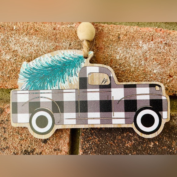 *Black & White Buffalo Check Truck Ornament - Picture 3 of 13